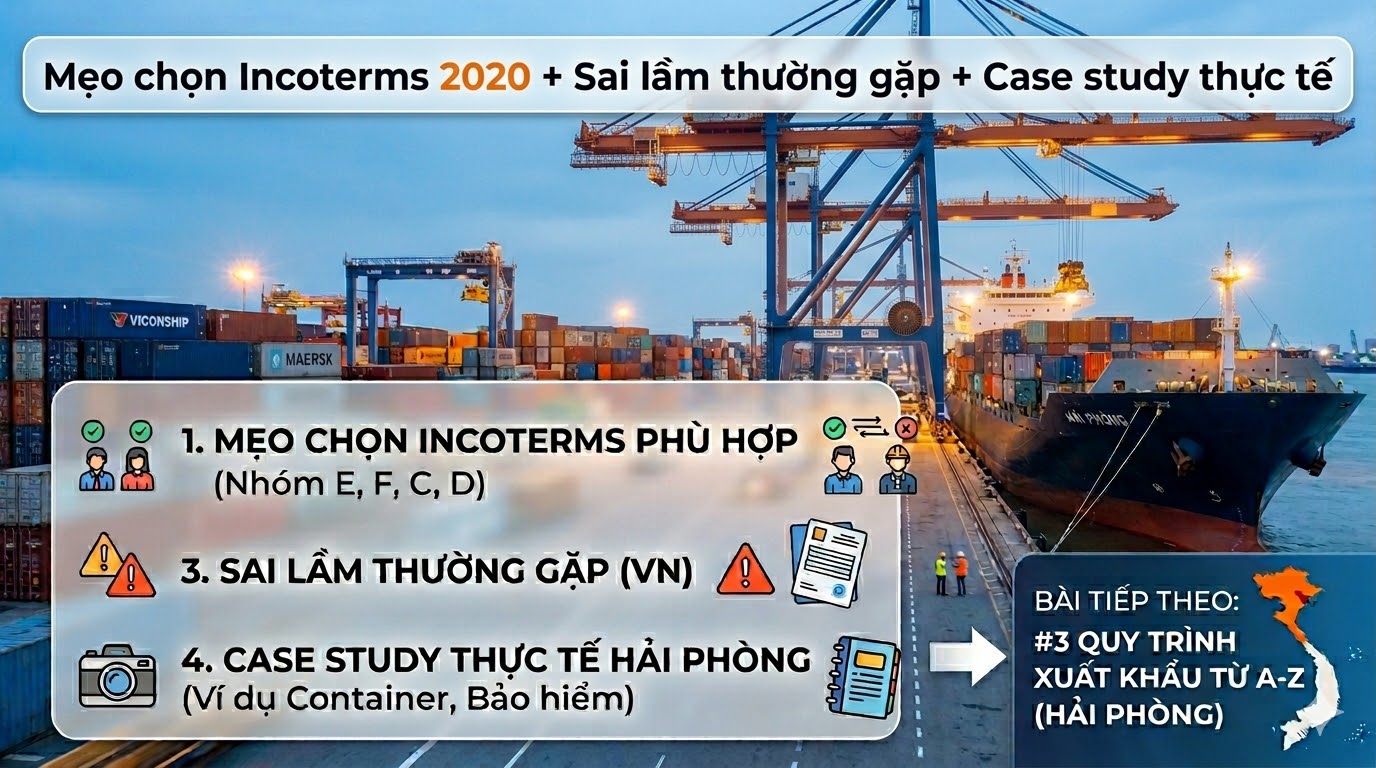 Series XNK thực chiến #2.4: Mẹo chọn Incoterms 2020 + Sai lầm thường gặp + Case study thực tế từ Hải Phòng